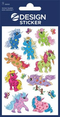 Matrica, fólia,  1 ív, 76x120 mm, AVERY ZWECKFORM, "Z-Design No.56063",  unikornis