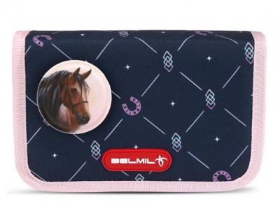 Tolltartó, klapnis, cipzáras, BELMIL "Midnight Gallop", kék, lovak