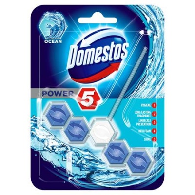 WC frissítő blokk, 1 db-os, DOMESTOS "Power 5", óceán