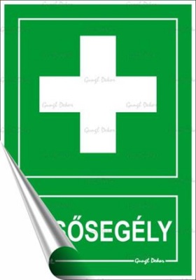 Információs matrica, 11,6x16,6 cm, "Elsősegély"