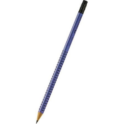 Grafitceruza, radírral, B, háromszögletű, FABER-CASTELL "Grip 2001", kék