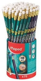 Grafitceruza radírral, ceruzatartó, HB, háromszögletű, MAPED "Dragon sárkány", 72 db